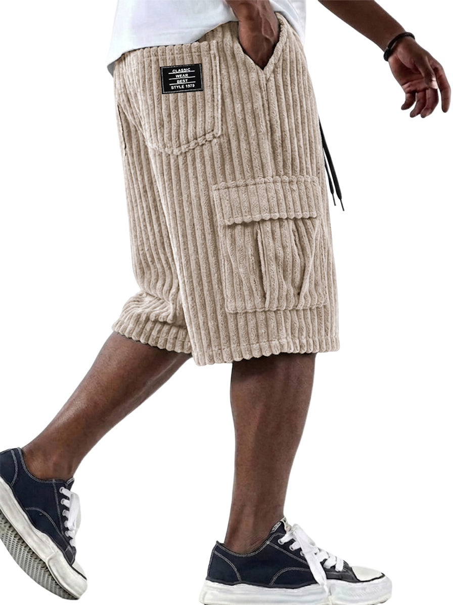 Men's Fashionable Retro Corduroy Multi-Pocket Cargo Shorts