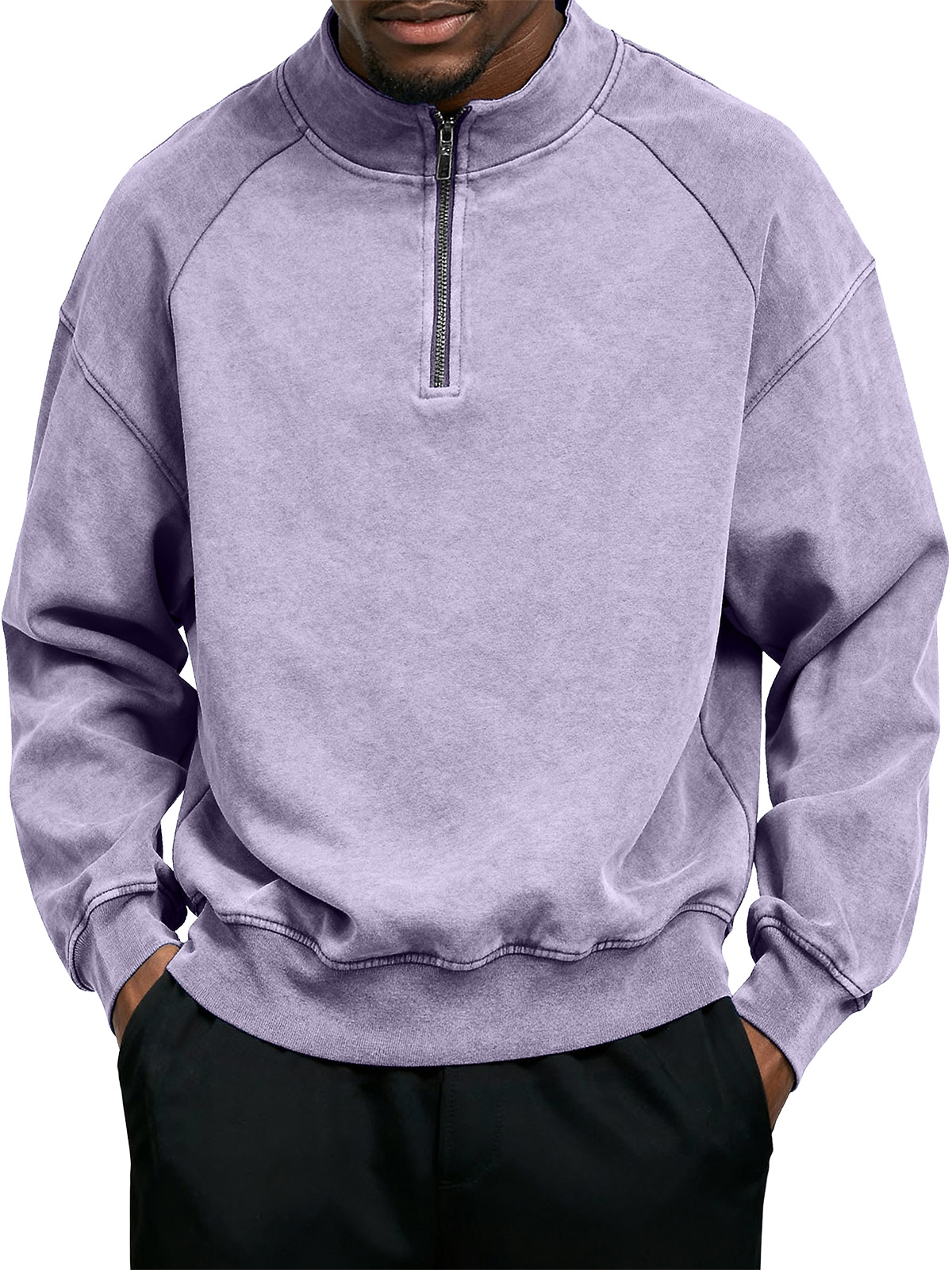 Men's Casual Simple Stand Collar Zipper Sweatshirt