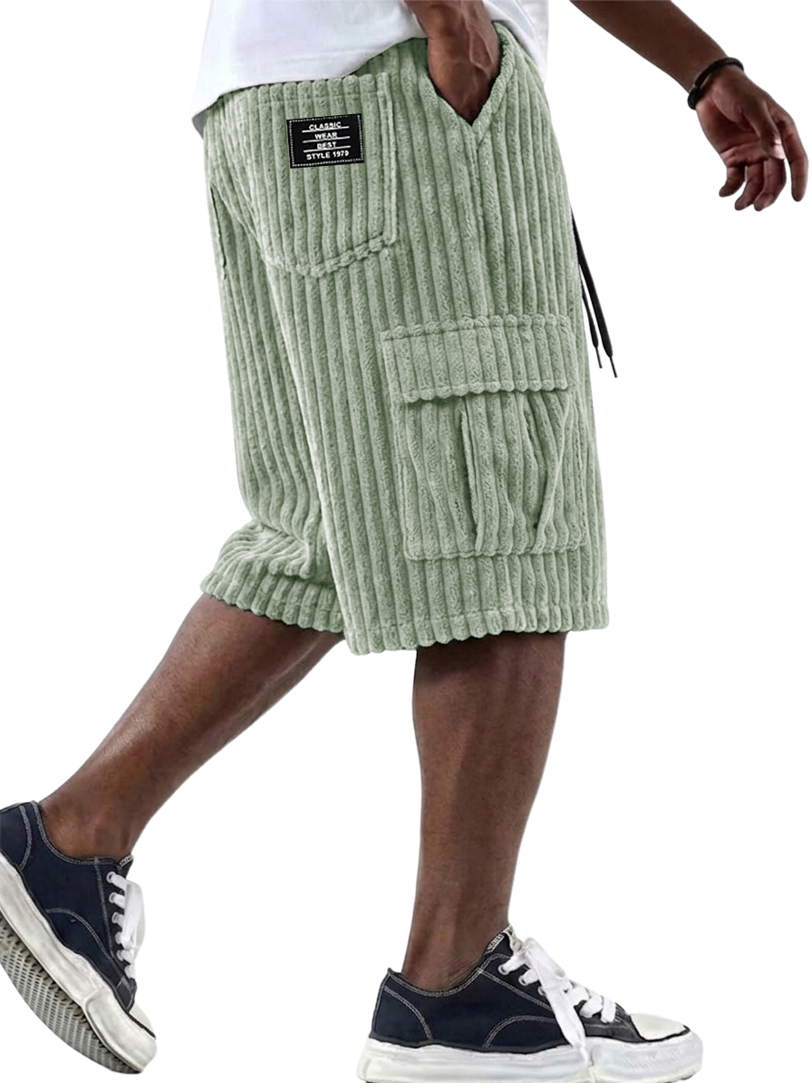 Men's Fashionable Retro Corduroy Multi-Pocket Cargo Shorts