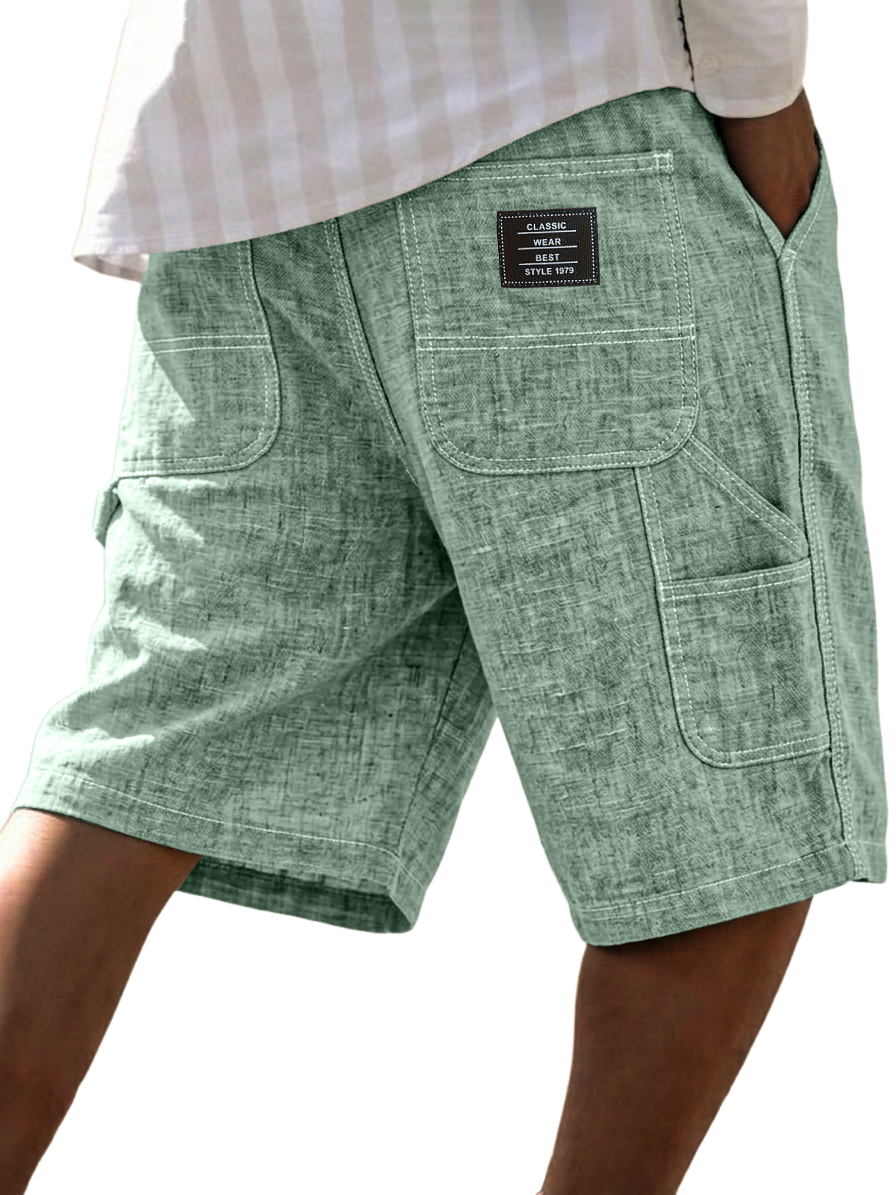 Men's Cotton-Linen Casual Multi Pocket Vintage Cargo Shorts