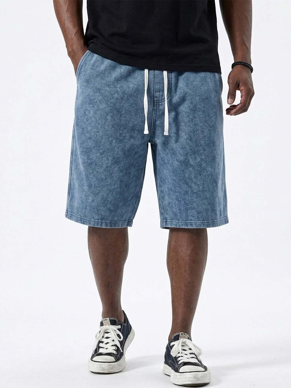 100% Cotton Washed & Distressed Casual Basic Shorts