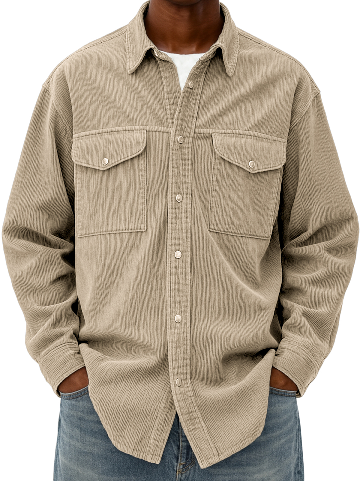 Men's Corduroy Shirt Multi-Pocket Work Jacket