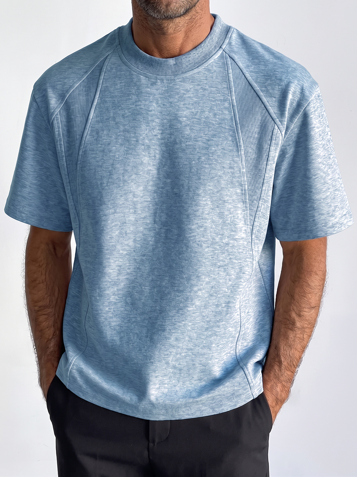 Breathable and Sweat-Absorbing Sustainable Cotton Fashion Deconstructed Design Crew Neck T-Shirt
