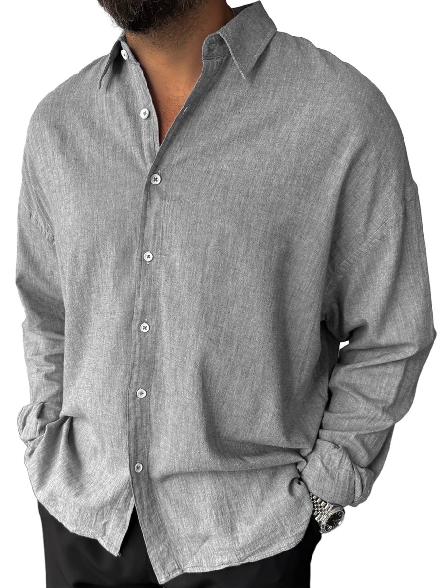 Men's Cotton And Linen Casual Comfortable Everyday Long Sleeved Shirt