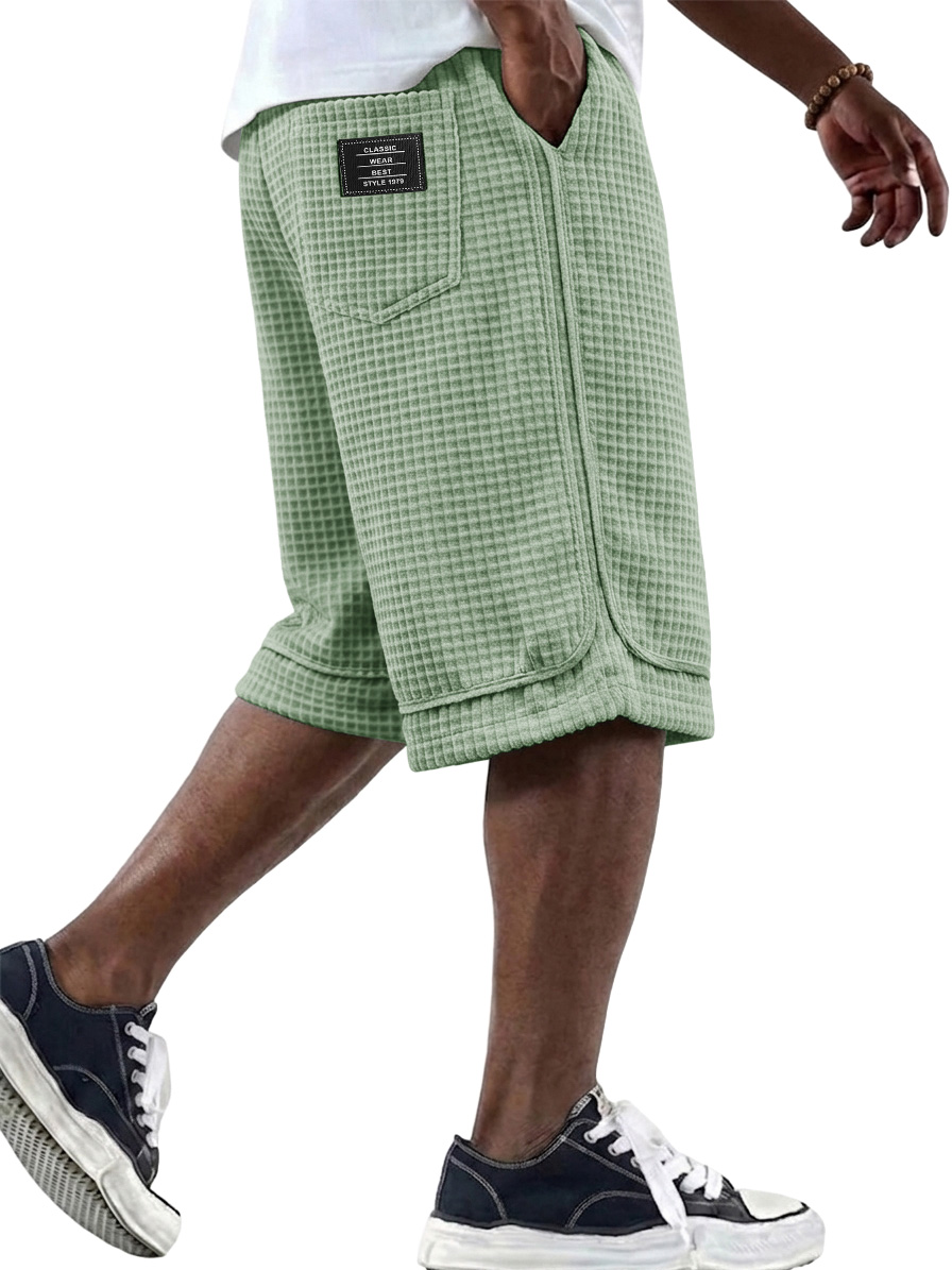 Men's Fashionable Waffle Fabric Loose Pocket Shorts