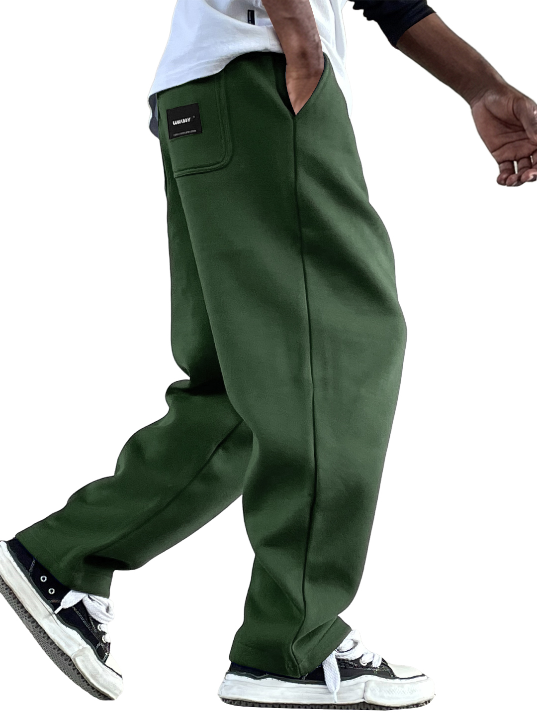 Men's Vintage Casual Everyday Multi-Pocket Embroidered Logo Air Layer Cotton Trousers