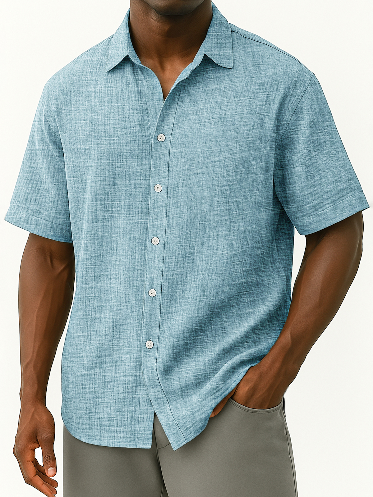 Men's Linen Breathable Loose Casual Daily Loose Button-down Short-sleeved Shirt