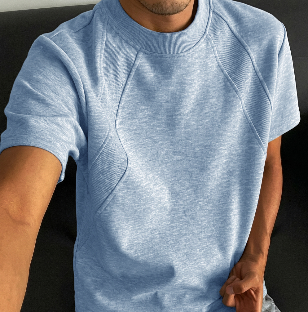 Men's Fashion Casual Deconstructed Design Crew Neck Short-Sleeve T-Shirt