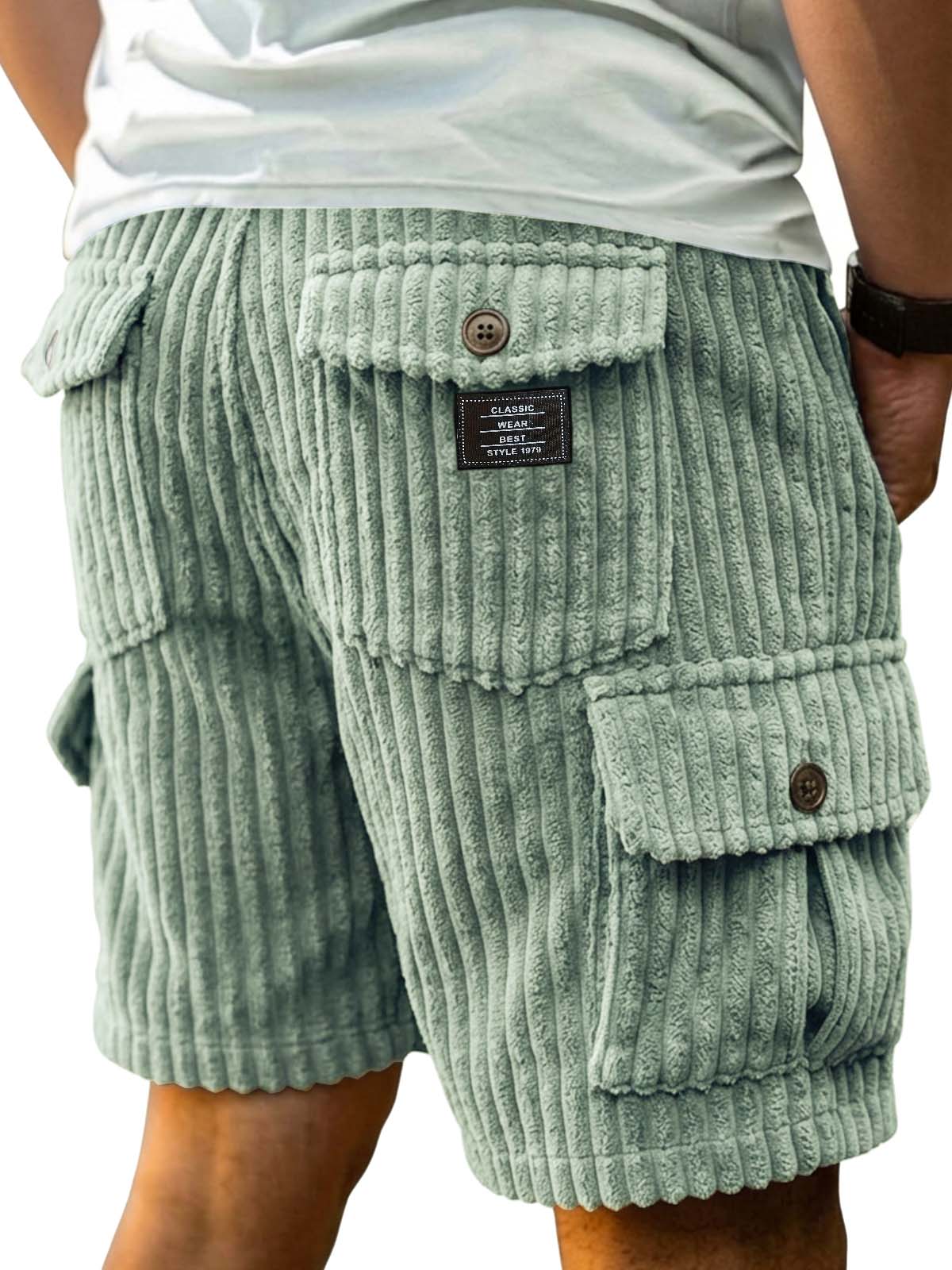 Men's Retro Corduroy Cargo Casual Shorts