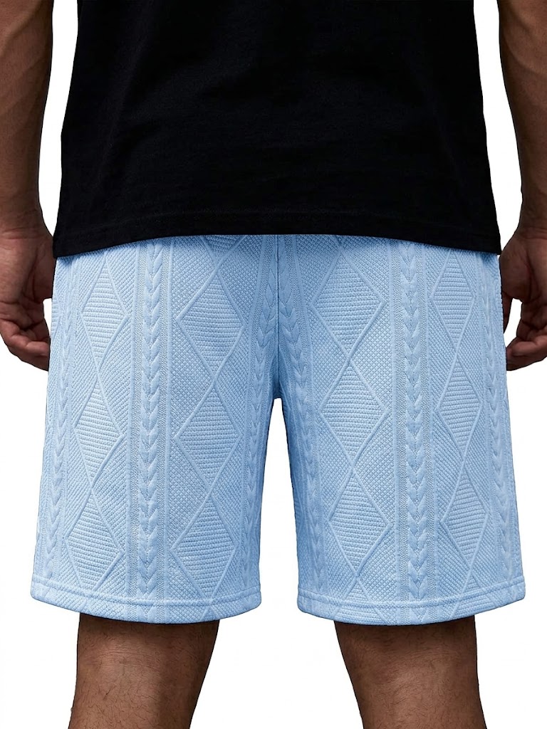 Men's Relaxed Fit Casual Shorts with Textured Embroidered Logo