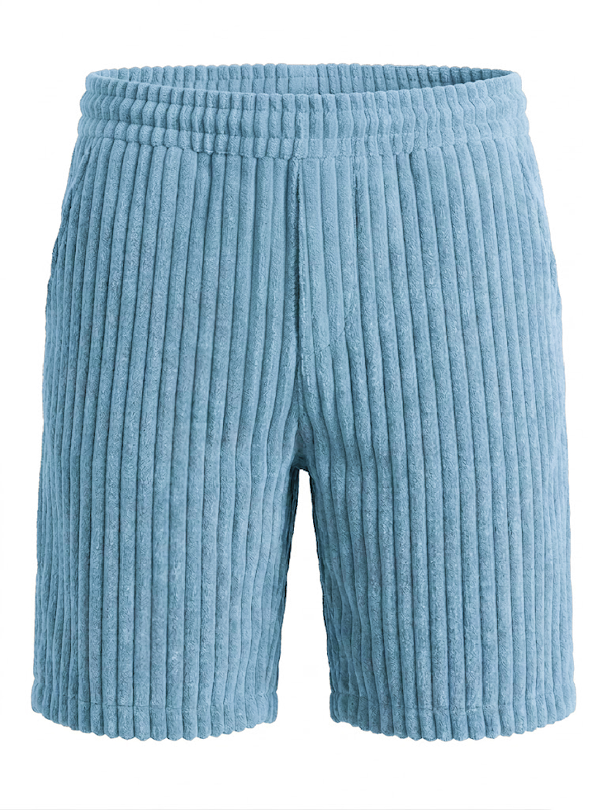 Men's Retro Solid Color Striped Casual Shorts with Embroidery