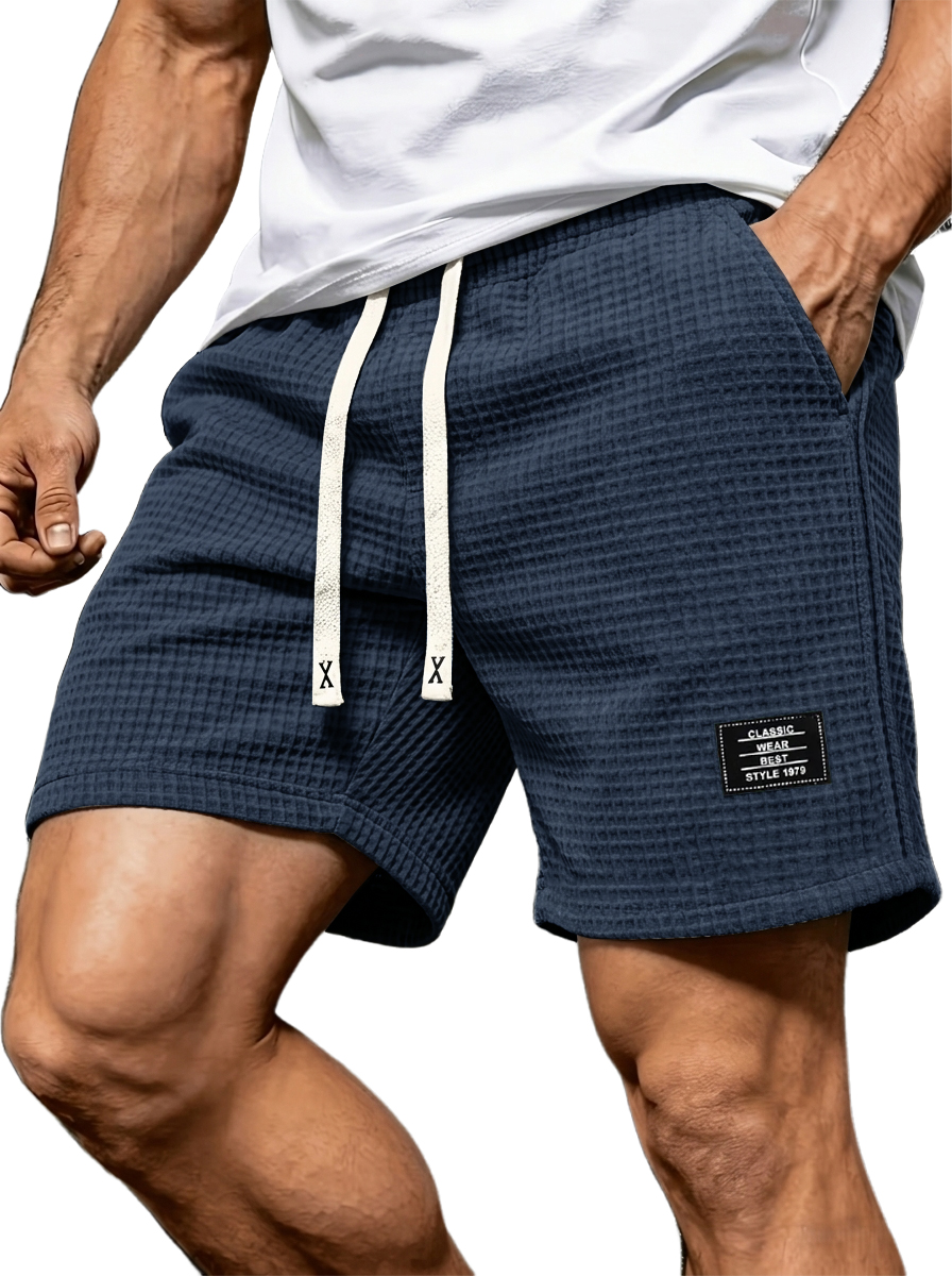 Retro Casual Waffle-Textured Shorts