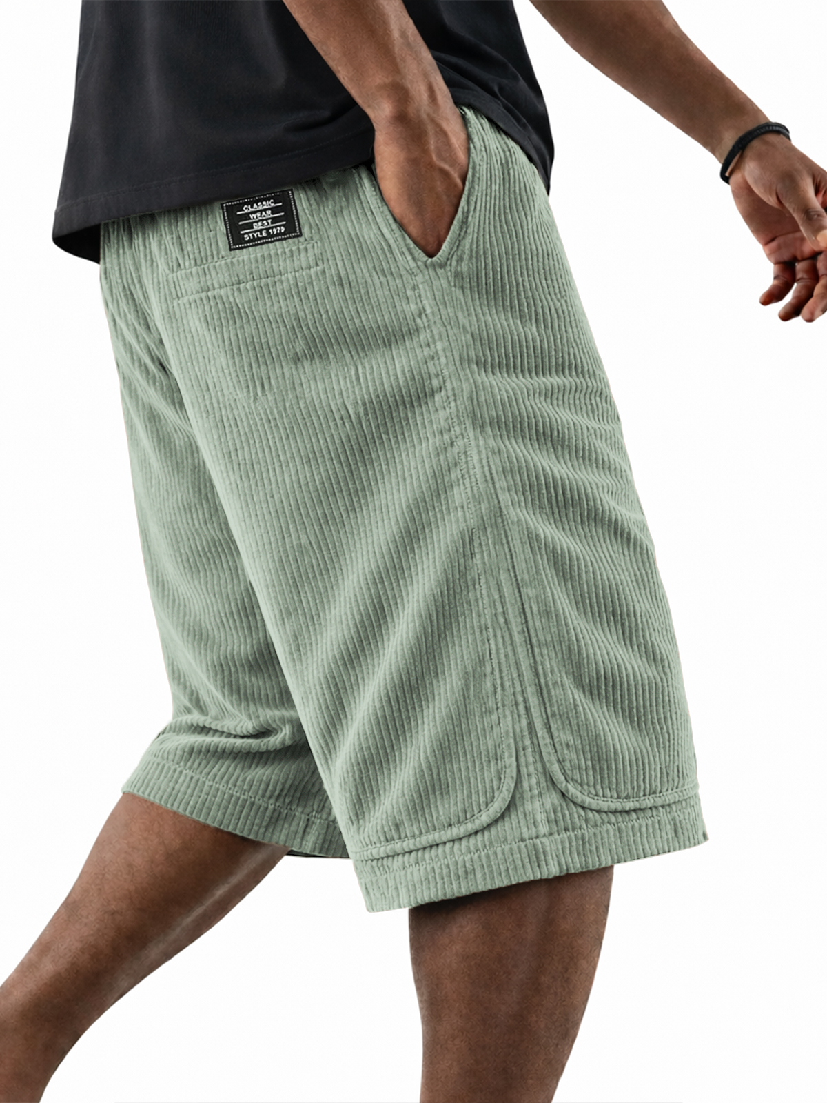 Classic Cord Patch Pocket Casual Shorts