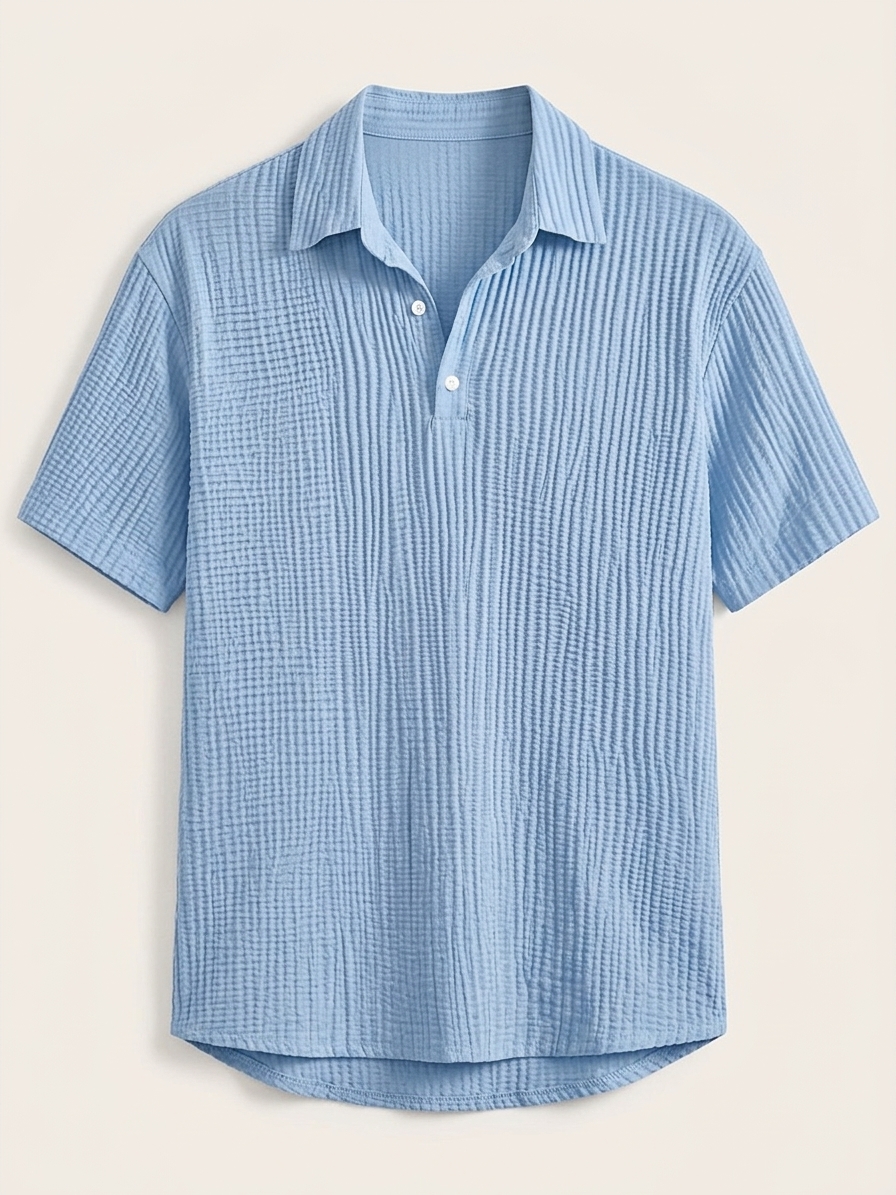 Men's Simple Everyday Loose Fit Textured Short Sleeve Polo Shirt