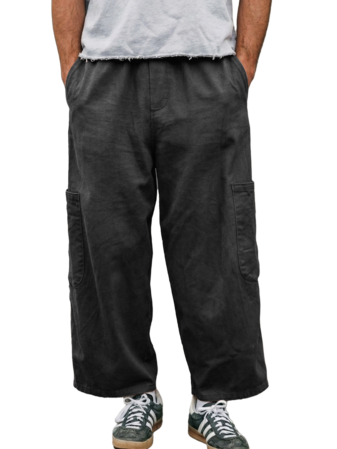 Men's Casual Breathable Cotton Linen Large Pocket Loose-fitting Comfortable Long Vacation Shorts