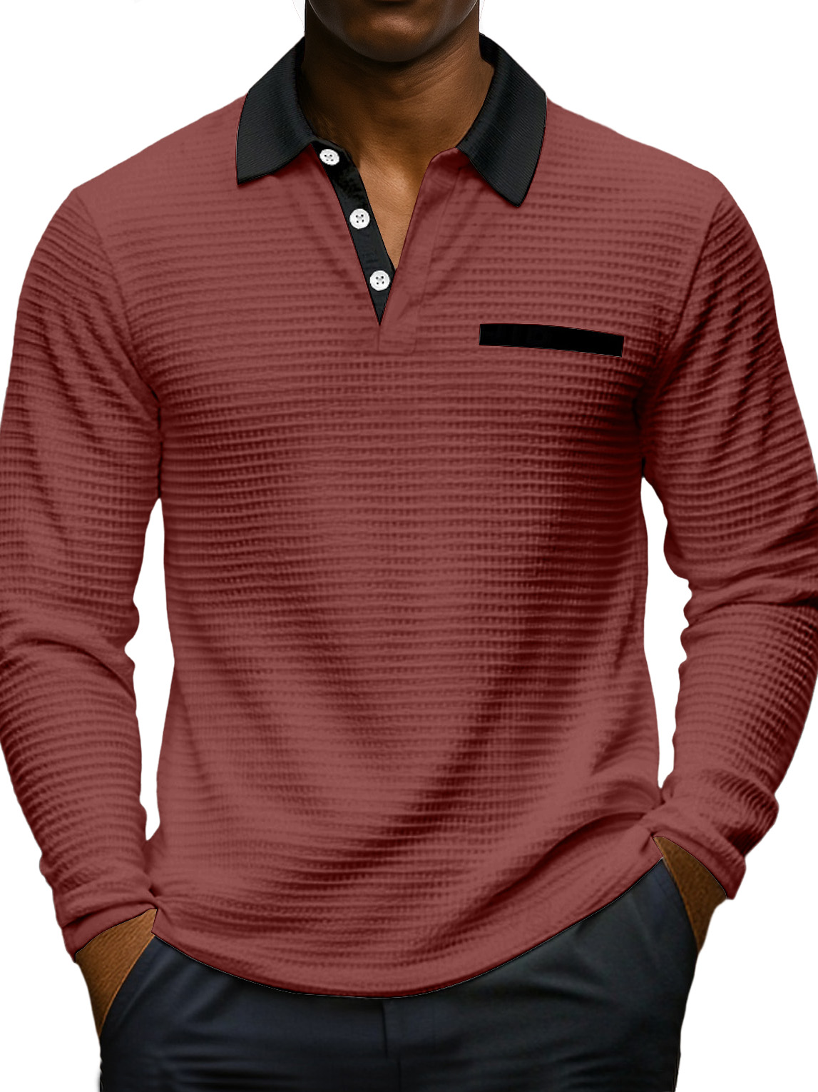 Waffle Color-block Polo Shirt