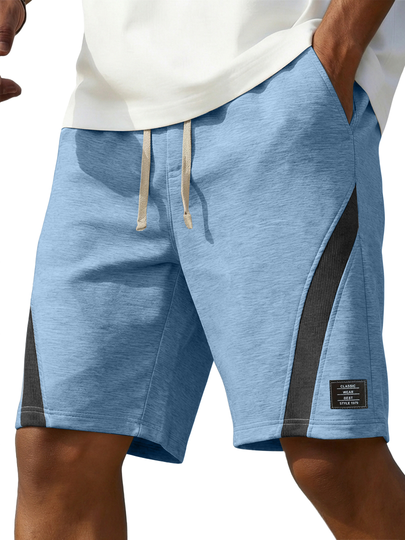 Men's Fashion Casual Deconstructed Design Color-Blocked Logo Shorts