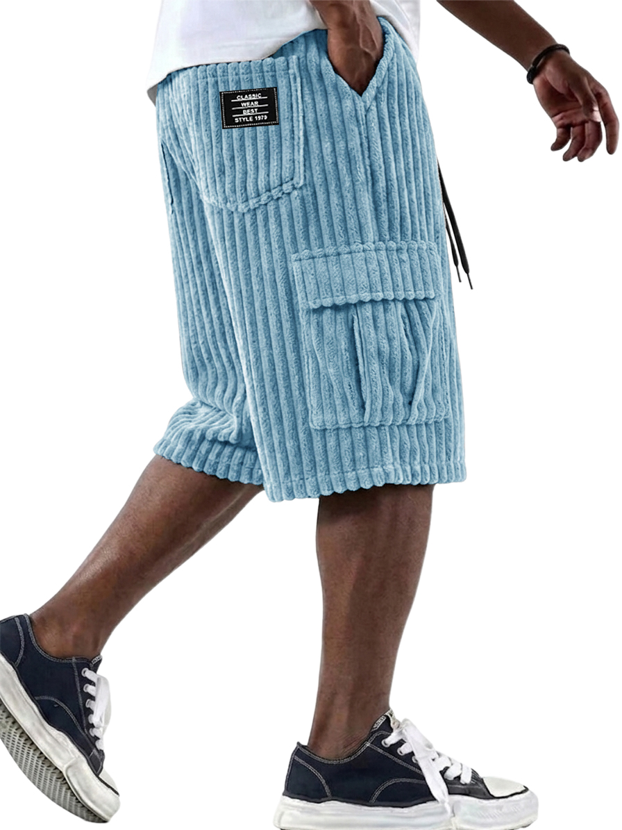 Men's Fashionable Retro Corduroy Multi-Pocket Cargo Shorts