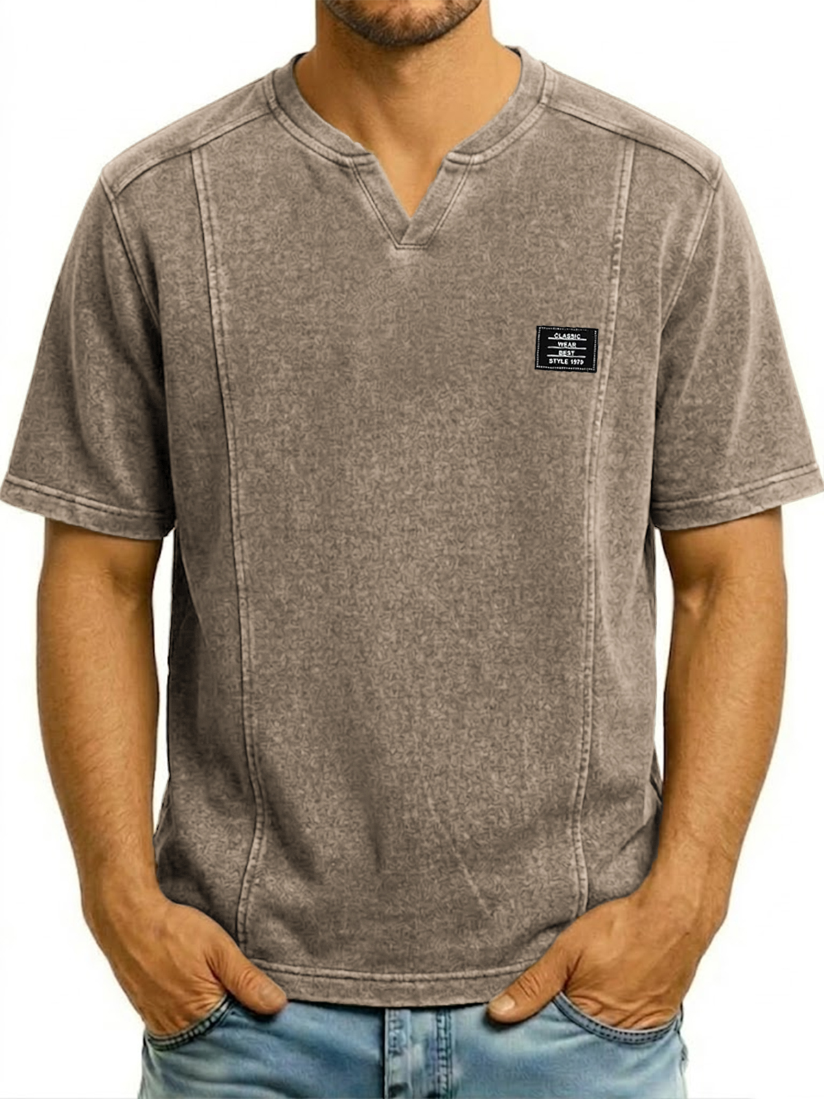 Small V-neck Pullover Deconstructed Short-sleeved Top