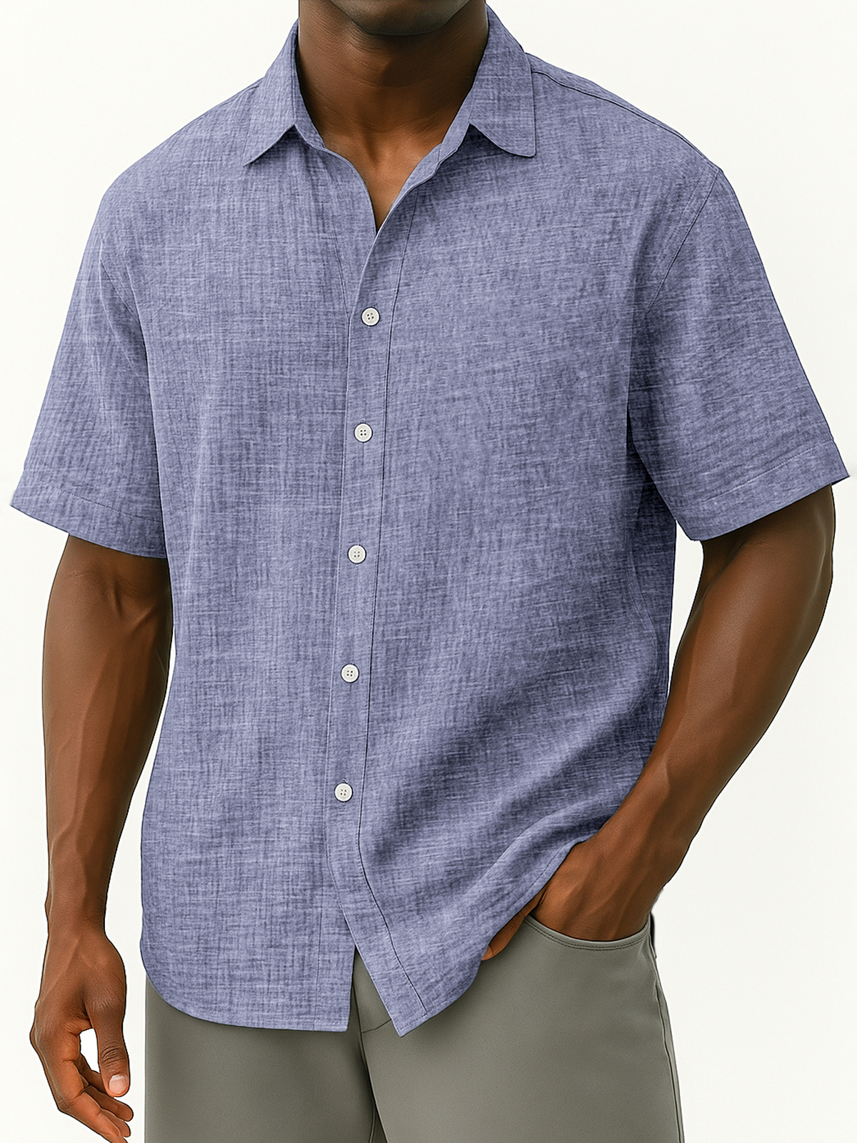 Men's Linen Breathable Loose Casual Daily Loose Button-down Short-sleeved Shirt