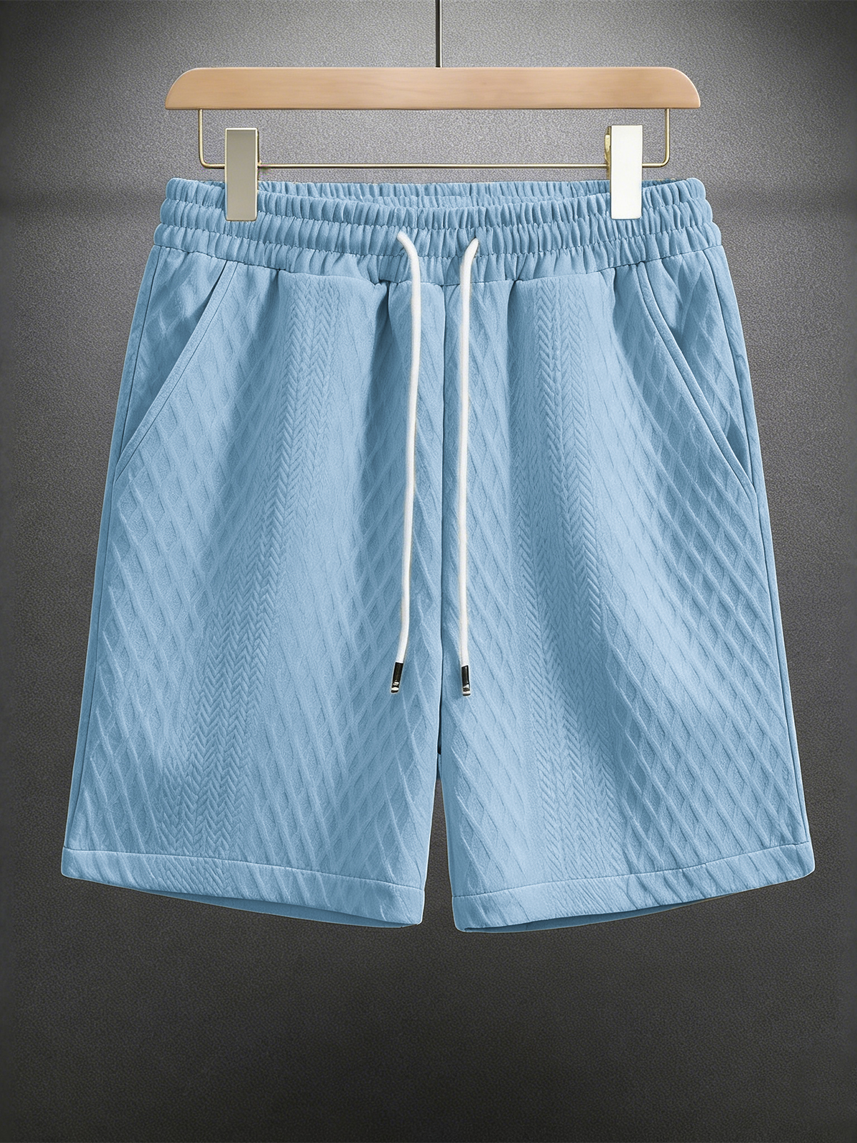 Men's Jacquard Textured Casual Drawstring Shorts