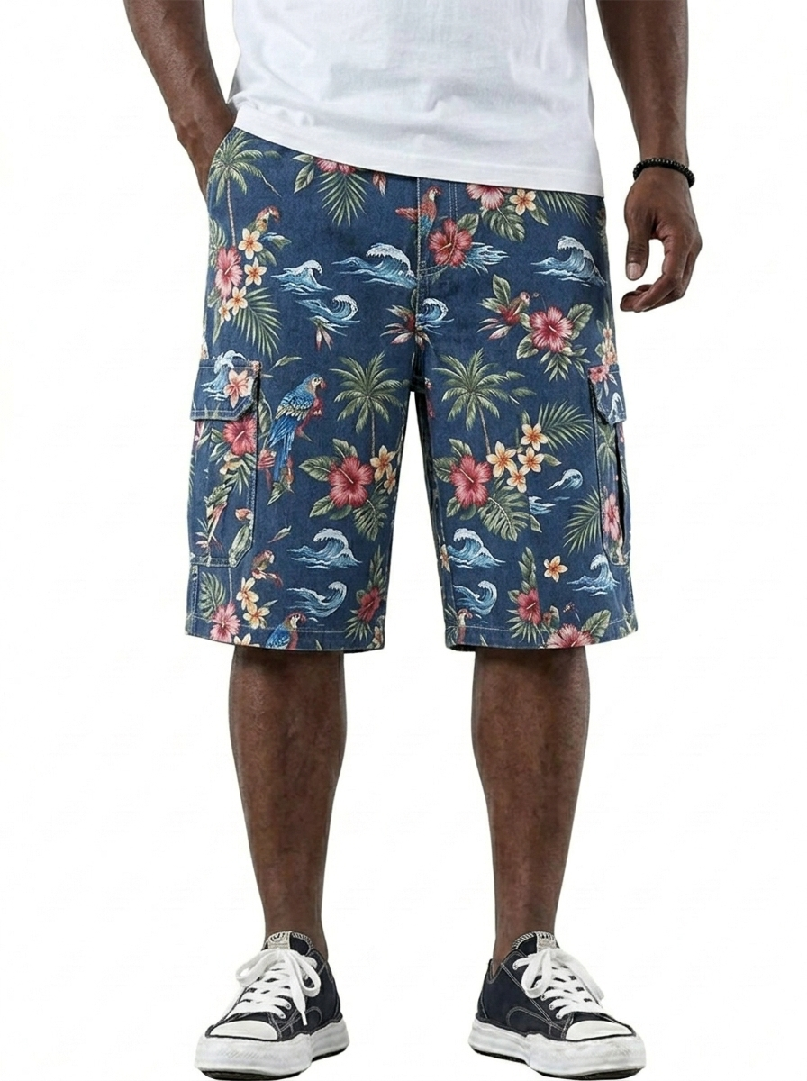 Hawaiian Palm Tree Workwear Basic Shorts