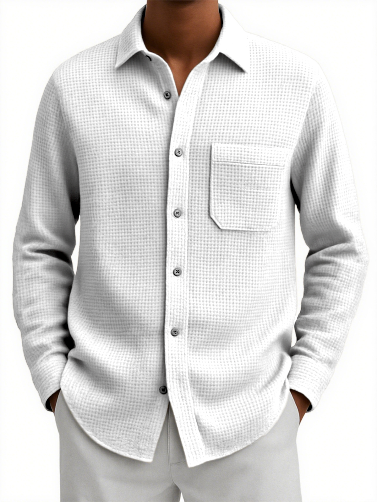 Men's Comfort Waffle Pocket Casual Shirt