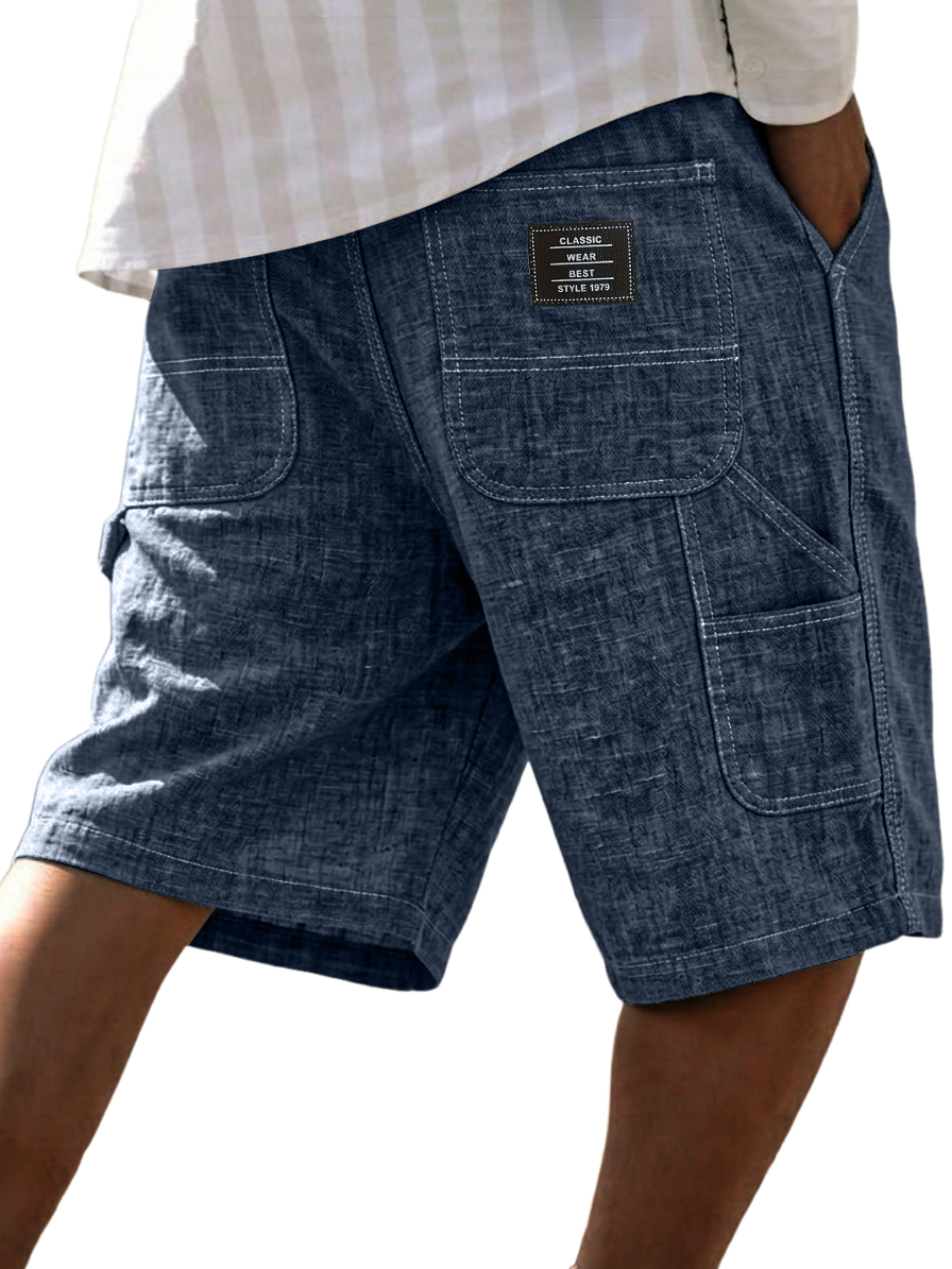 Men's Cotton-Linen Casual Multi Pocket Vintage Cargo Shorts