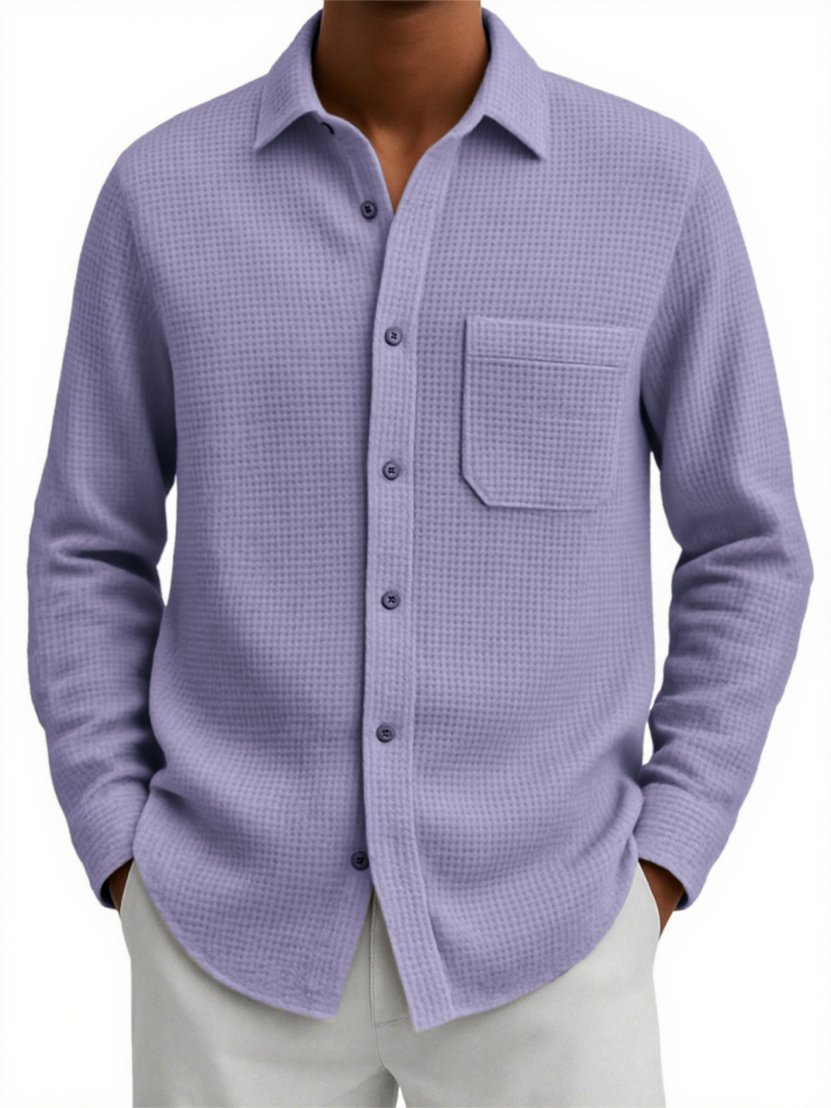 Men's Comfort Waffle Pocket Casual Shirt