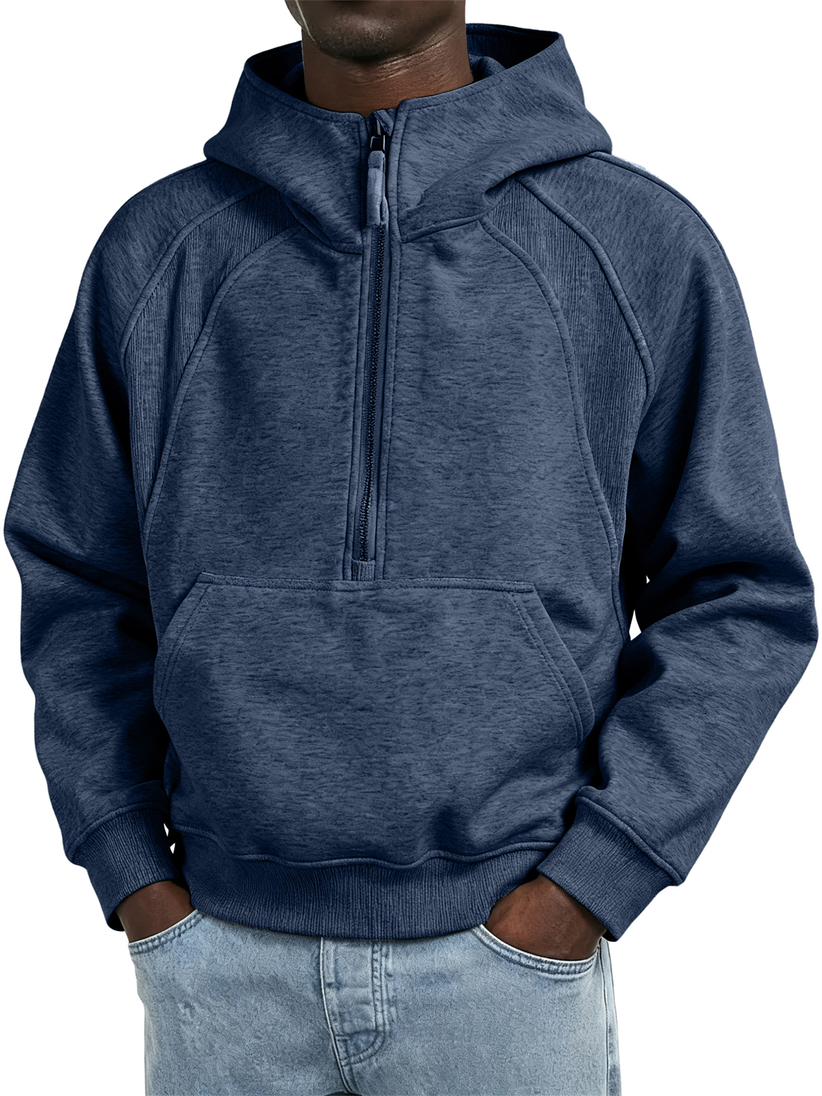 Men's Fashion Casual Raglan Sleeve Patchwork Hooded Sweatshirt