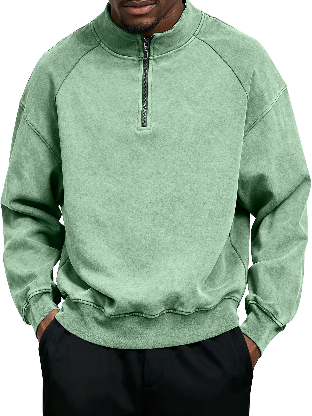 Men's Casual Simple Stand Collar Zipper Sweatshirt