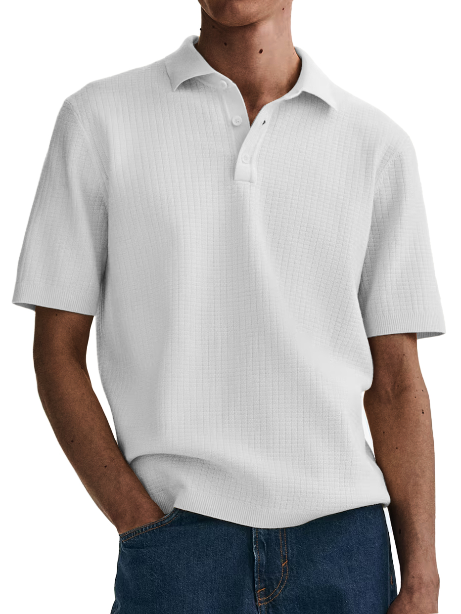 Men's Stylish High-Quality Waffle-Knit Casual Short-Sleeve Top