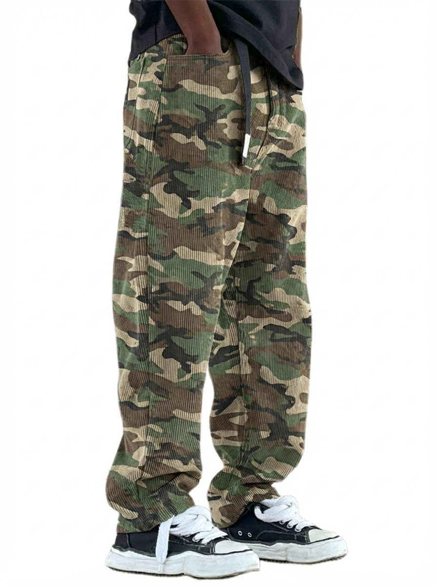 Men's Workwear Retro Corduroy Camouflage Pants