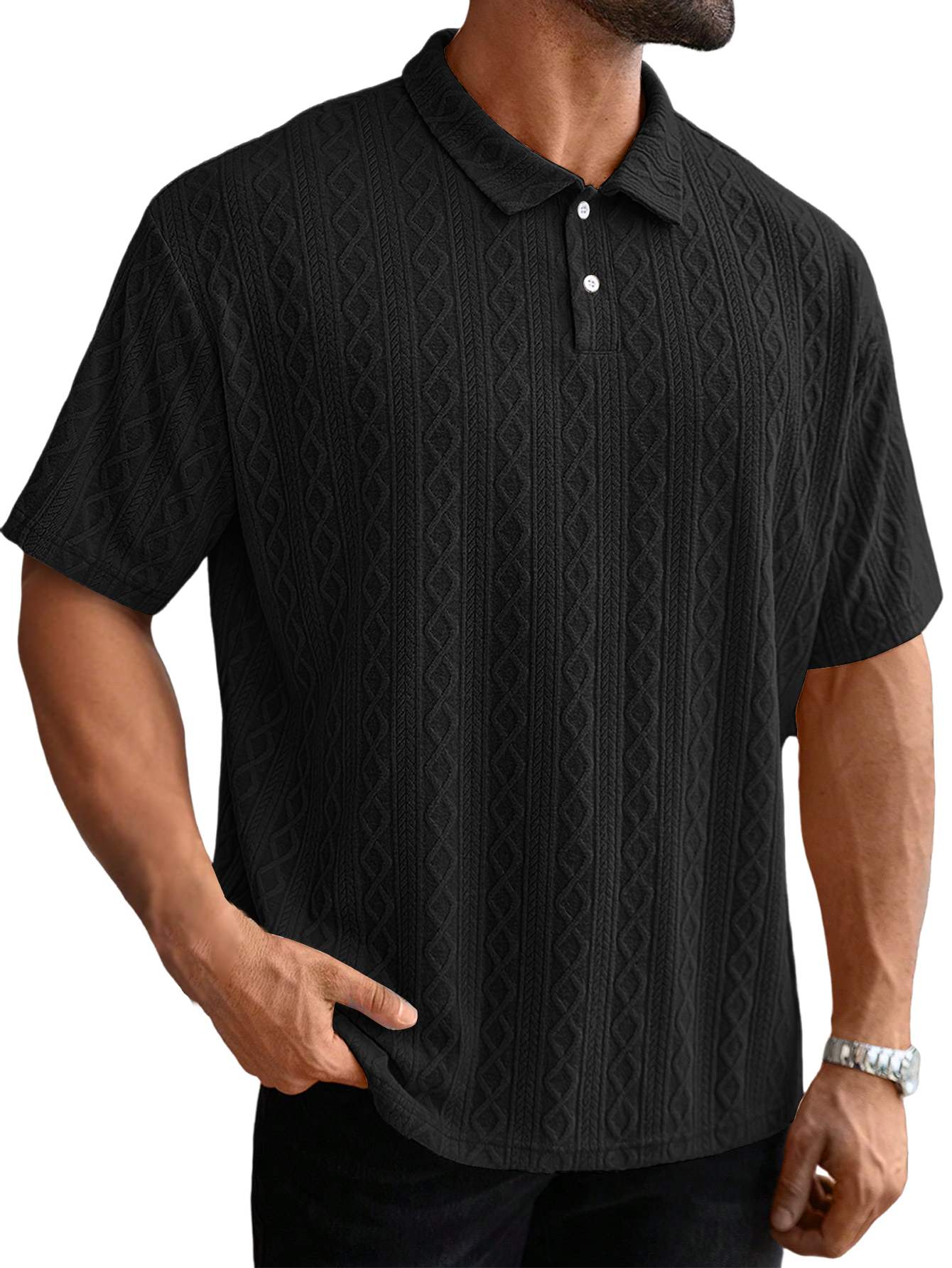 Men's Retro Casual Jacquard Texture Daily Wear Polo Shirt