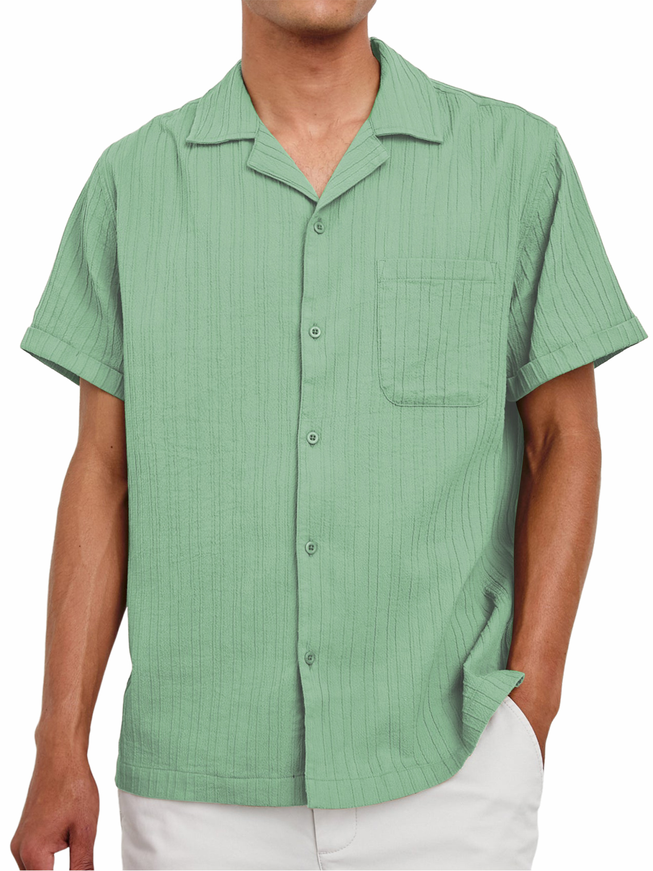 Men's Striped Texture Retro Casual Shirt