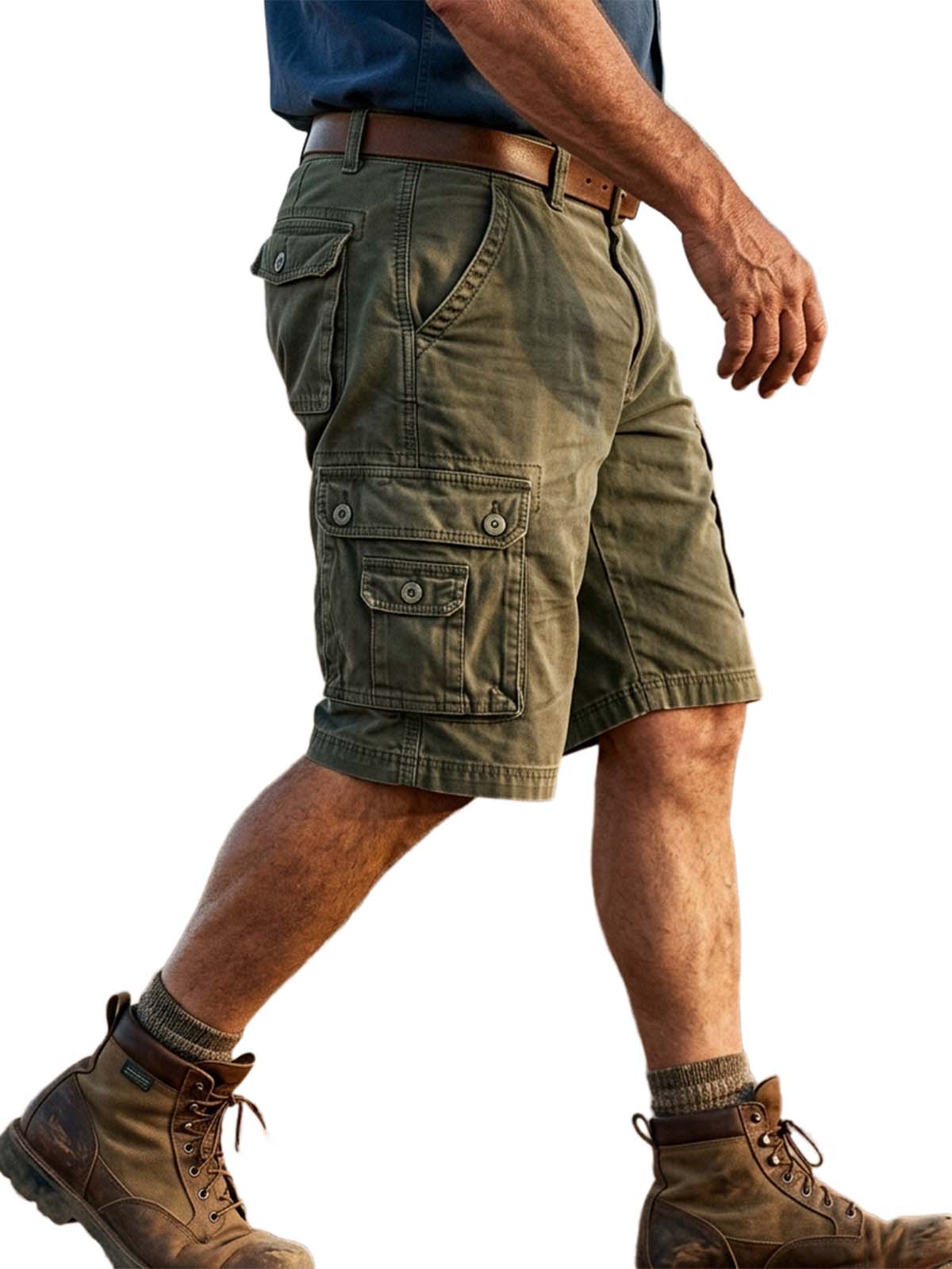 100% Cotton Basic Multi-Pocket Cargo Shorts