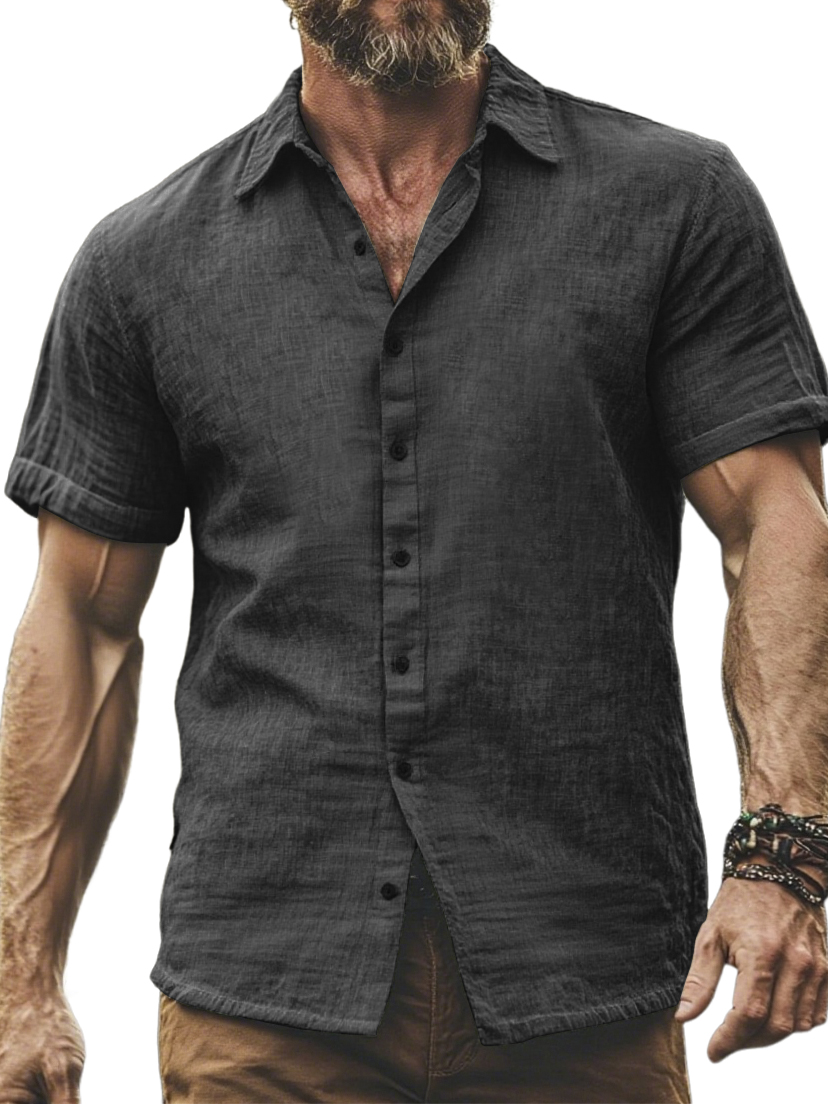 Men's Comfortable Breathable Cotton And Linen Casual Daily Short-sleeved Shirt
