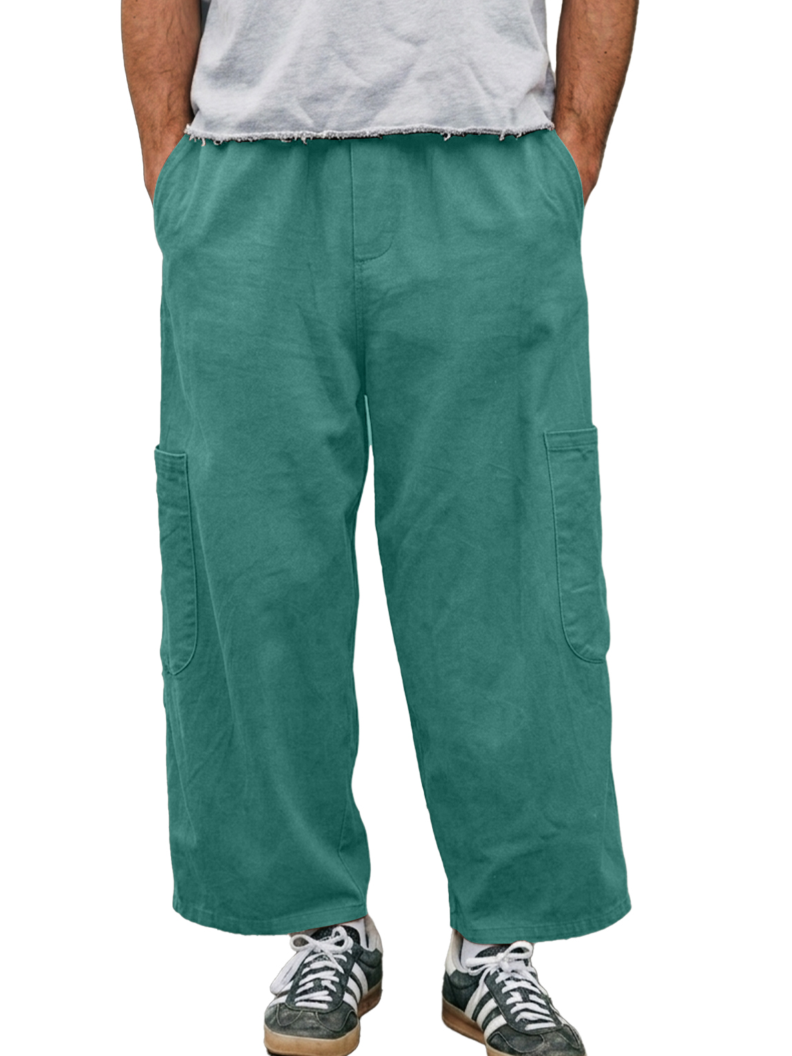 Men's Casual Breathable Cotton Linen Large Pocket Loose-fitting Comfortable Long Vacation Shorts