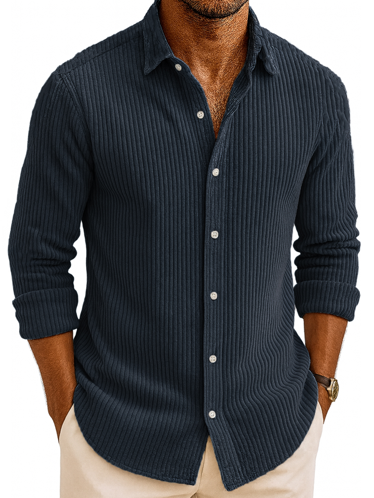 Men's Corduroy Casual Long-sleeved Shirt