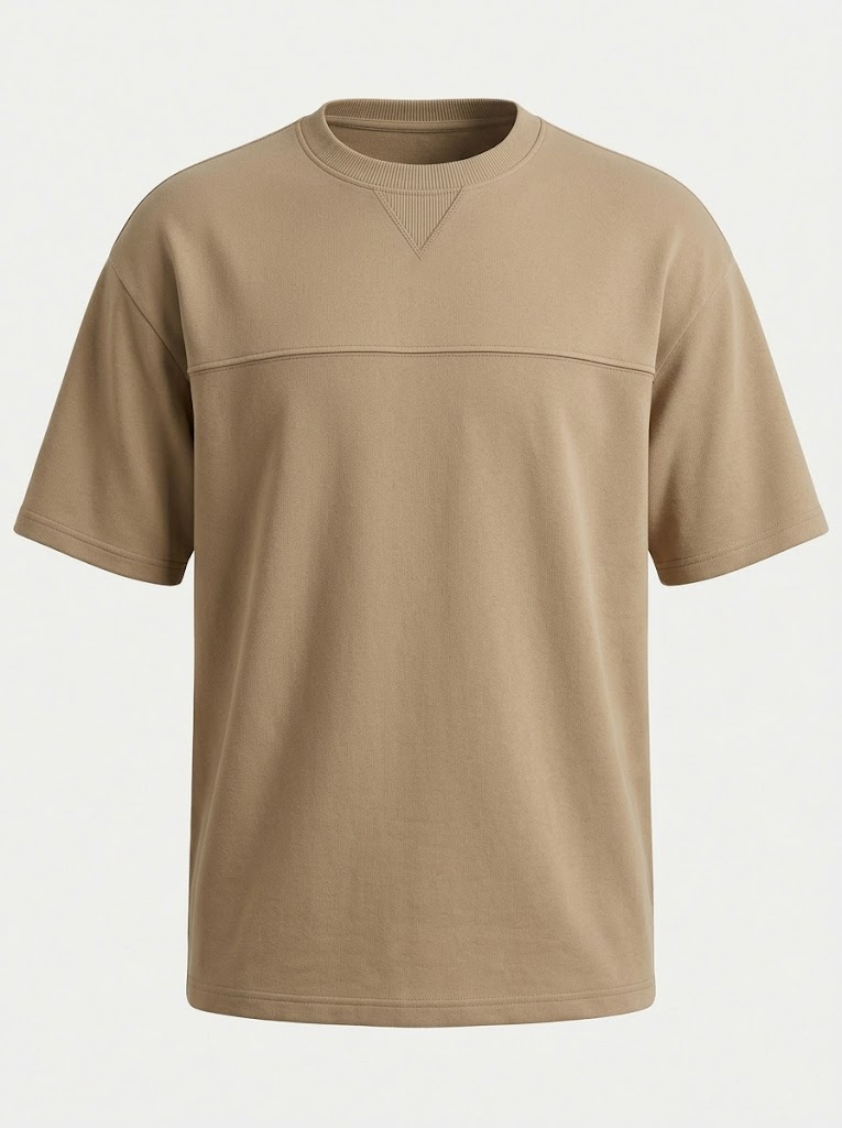 Men's Deconstructed Patchwork Crew Neck Pullover T-shirt