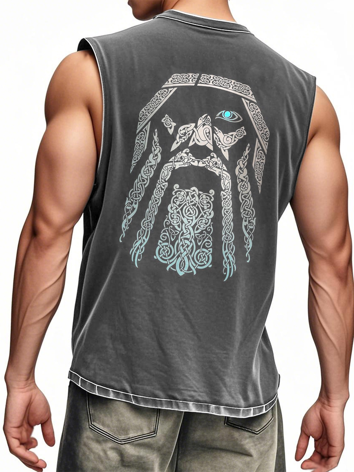 Men's Sleeveless Viking Symbol Print Tank Top Vest