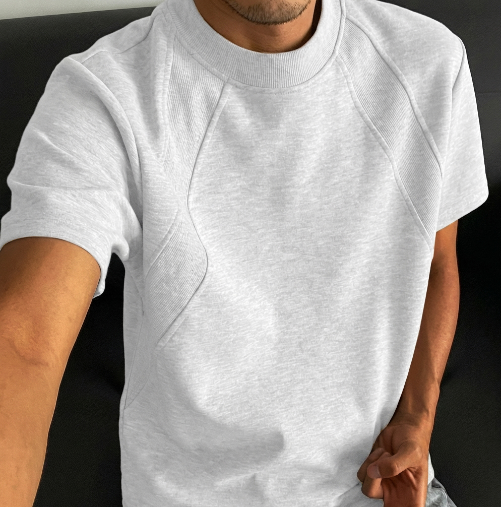 Men's Fashion Casual Deconstructed Design Crew Neck Short-Sleeve T-Shirt