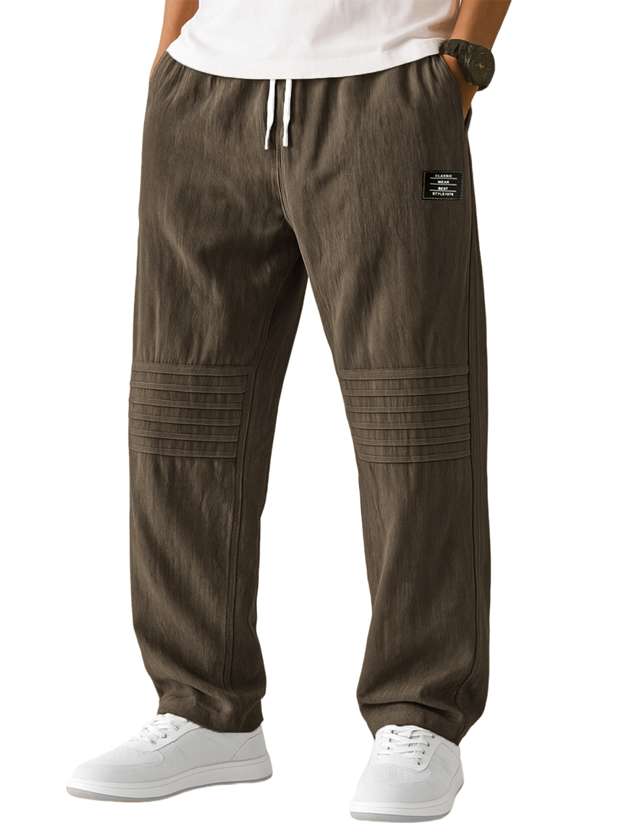 Men's Textured Pleated Casual Pants