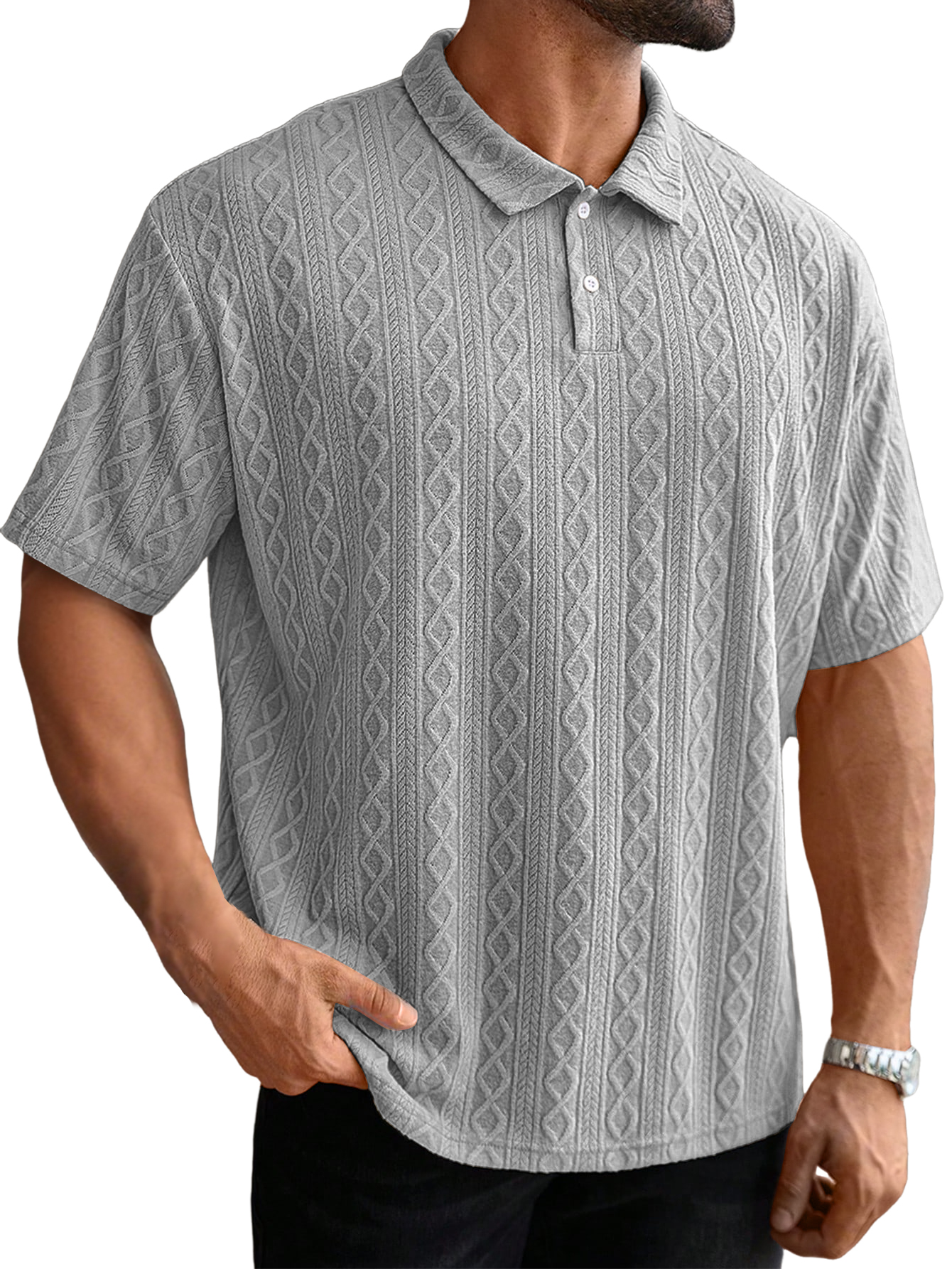 Men's Retro Casual Jacquard Texture Daily Wear Polo Shirt