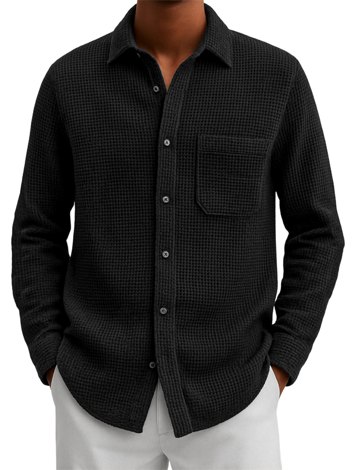Men's Comfort Waffle Pocket Casual Shirt