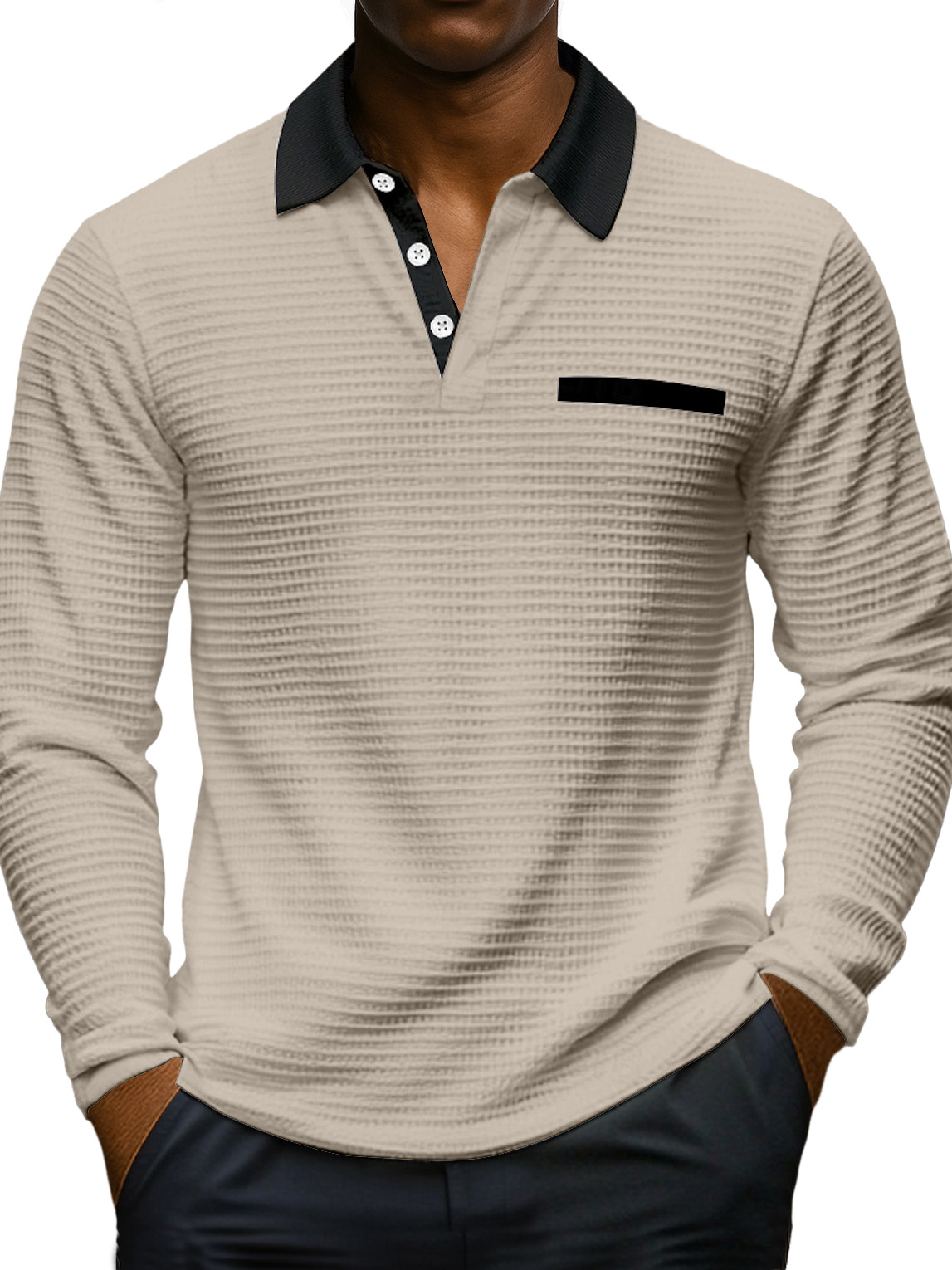 Waffle Color-block Polo Shirt