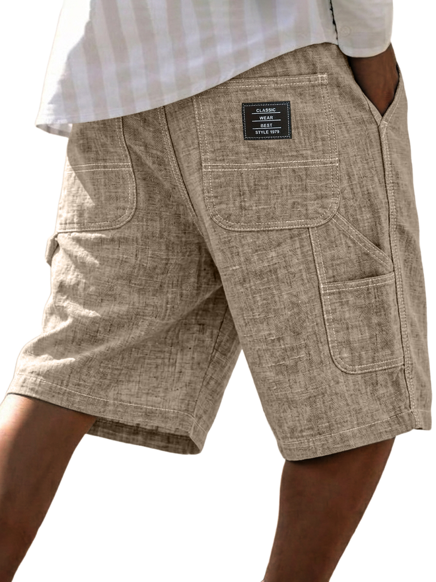 Men's Cotton-Linen Casual Multi Pocket Vintage Cargo Shorts