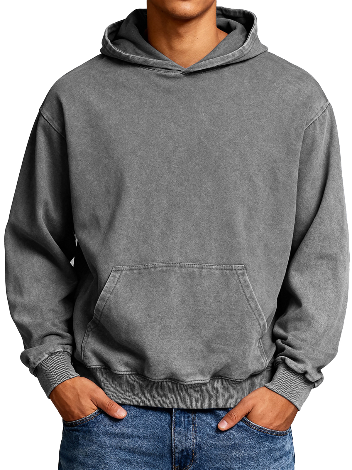 Men's 100% Cotton Washed Distressed Vintage Casual Hooded Sweatshirt