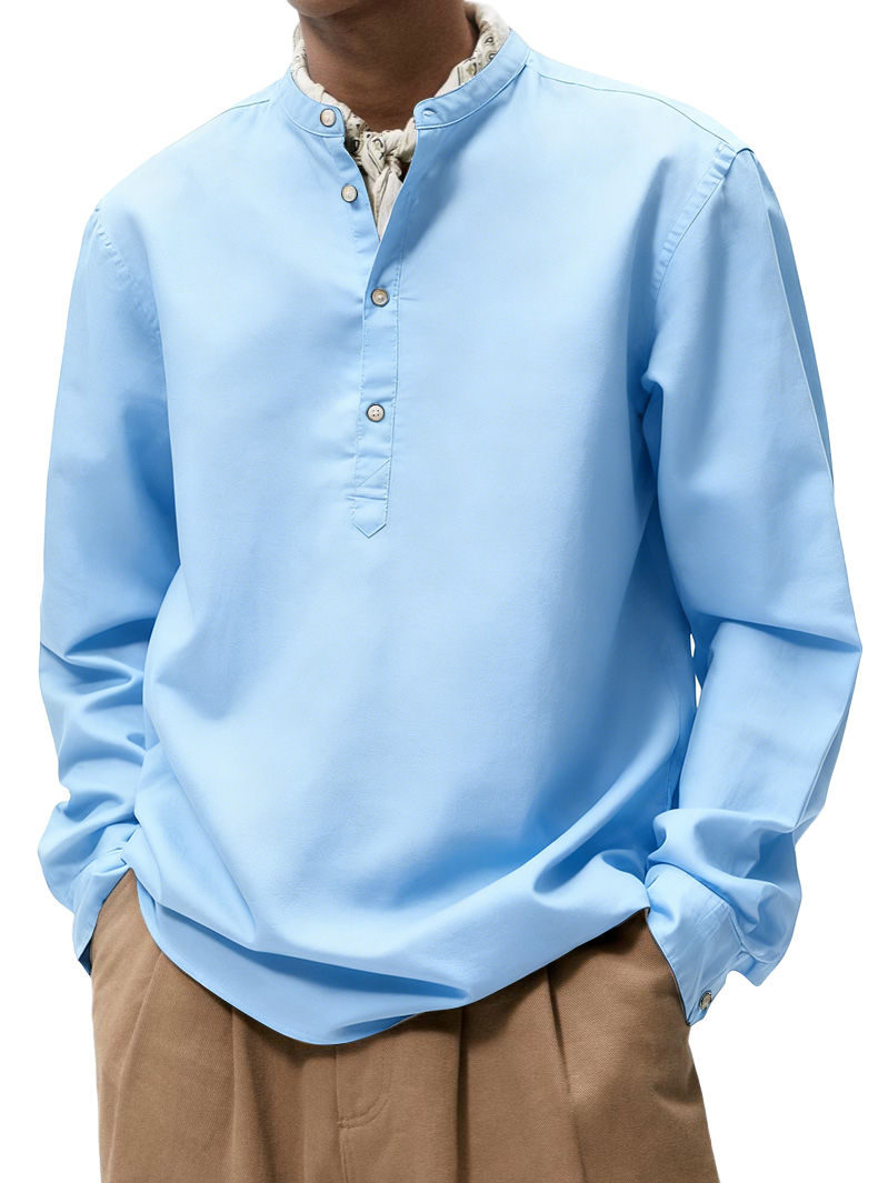 Men's Vintage Fashion Casual Stand Collar Long-Sleeve Shirt