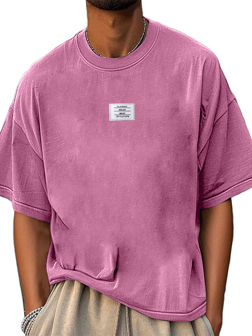 Men's Fashion Pure Cotton Washed Distressed Retro Simple Casual Short-sleeved T-shirt